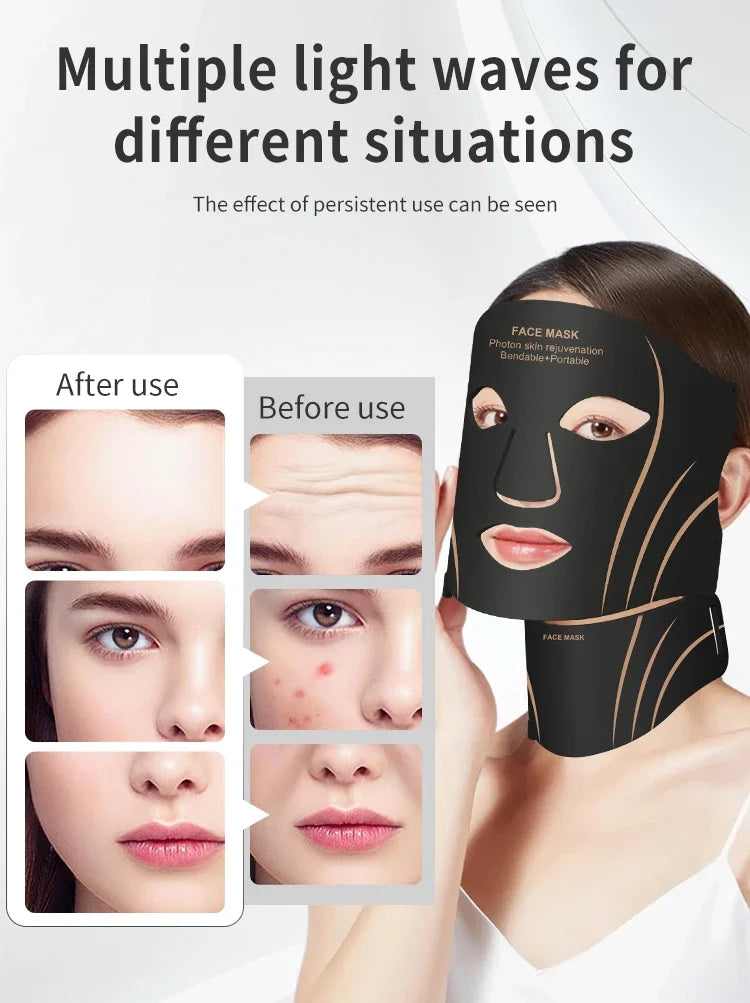 7-Color LED Face & Neck Mask – Wireless Silicone Phototherapy Rejuvenation Device