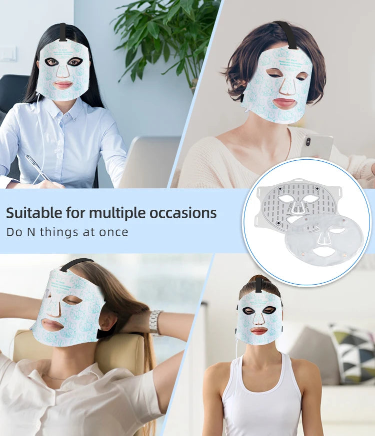 LED Red Light Therapy Face Mask with Cooling Gel Pack for Skin Rejuvenation - 13