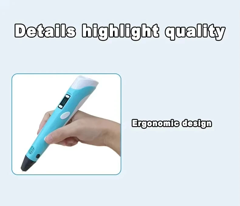 3D Printing Pen for Kids - Creative DIY Drawing Tool with LED Display & Temperature Control