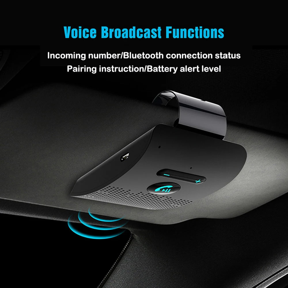 Bluetooth 5.0 Handsfree Car Kit - Wireless Sun Visor Speakerphone with Noise Cancelling - 2