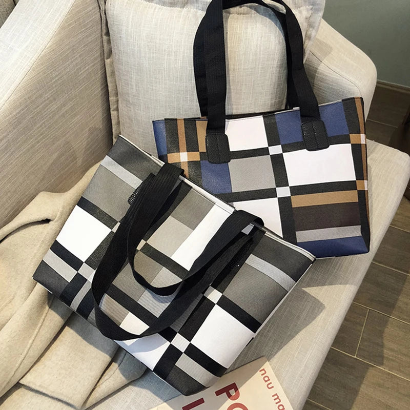 Luxury Fashion Plaid Tote