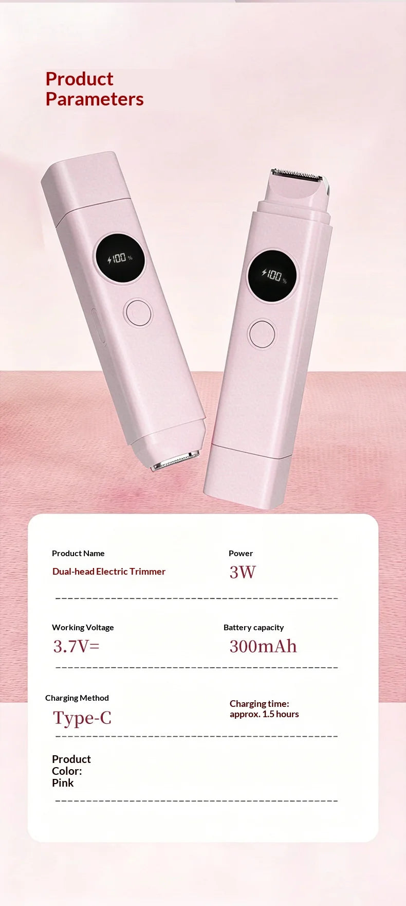2-in-1 Electric Hair Removal Shaver - Waterproof Painless Trimmer for Face & Body