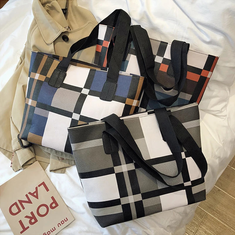 Luxury Fashion Plaid Tote