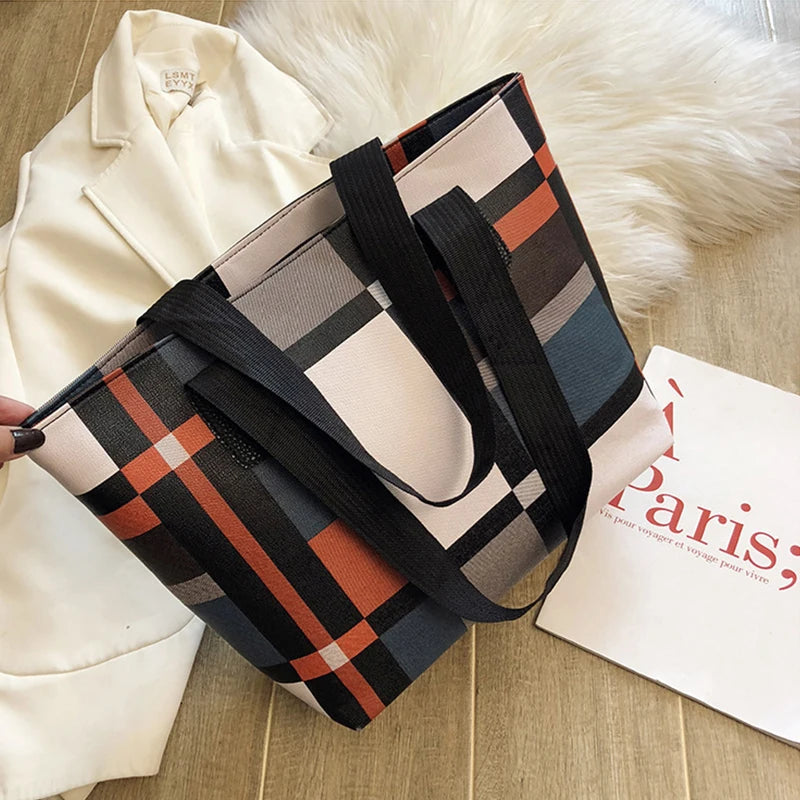 Luxury Fashion Plaid Tote