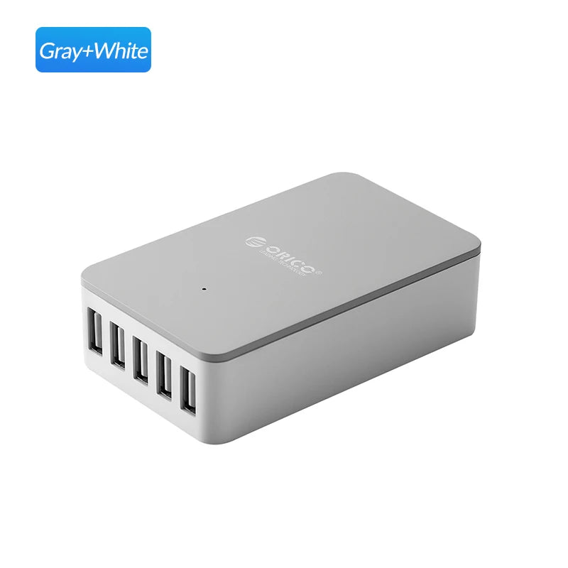 Multi-Port Desktop USB Charging Station - 5-Port Fast Home Office Hub - 16