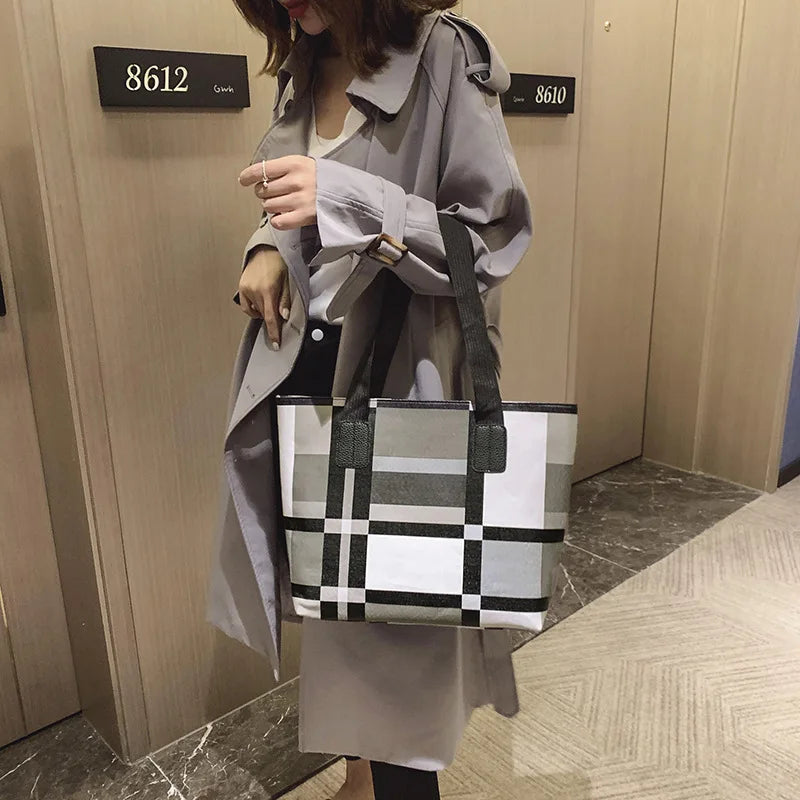 Luxury Fashion Plaid Tote