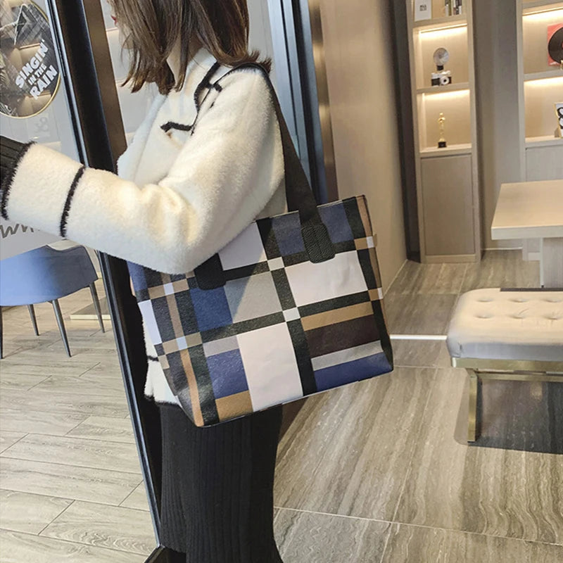 Luxury Fashion Plaid Tote