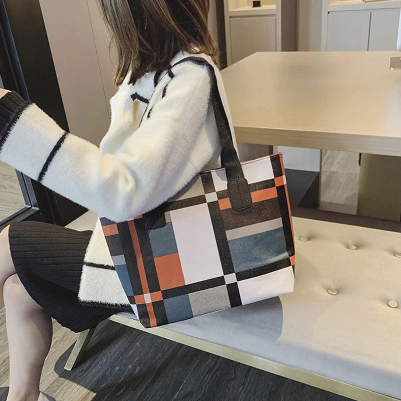 Luxury Fashion Plaid Tote