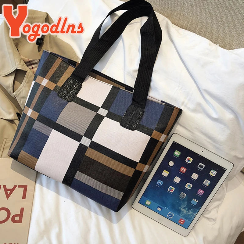 Luxury Fashion Plaid Tote