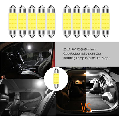 10-Pack COB LED Festoon Interior Car Light Bulbs - 12V/24V Dome Lamp