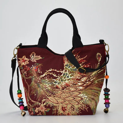 Luxury Boho Peacock Tote
