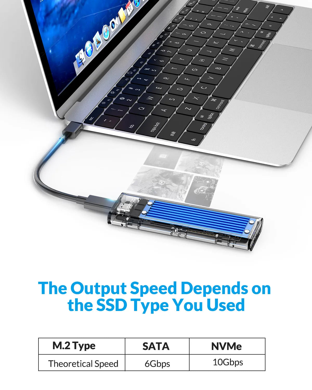 ORICO M.2 NVMe SSD Enclosure USB 3.1 Type-C External Hard Drive Case
