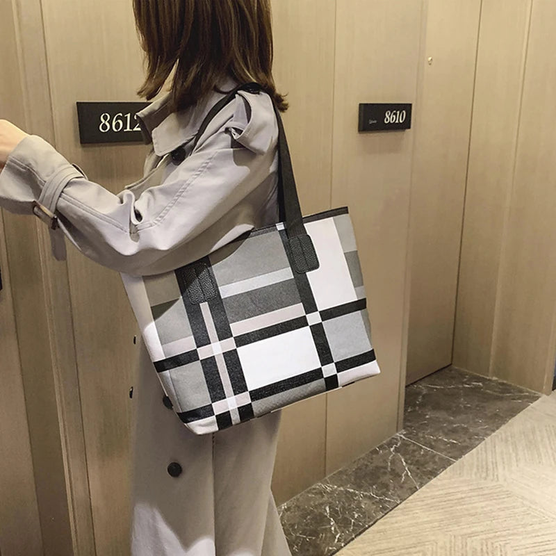 Luxury Fashion Plaid Tote