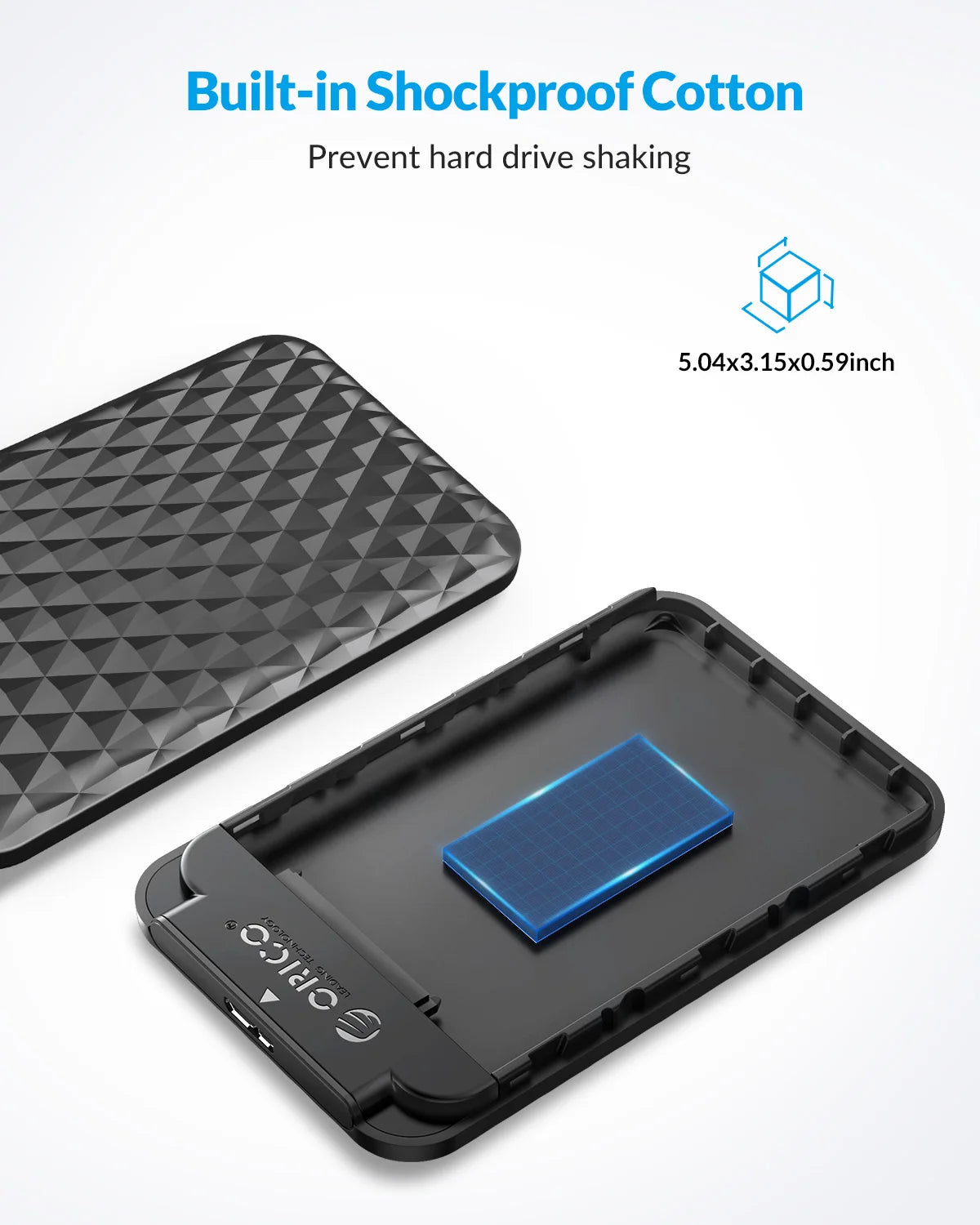 Orico 2.5" USB 3.0 SATA Hard Drive Enclosure - Tool-Free External SSD Case - 19