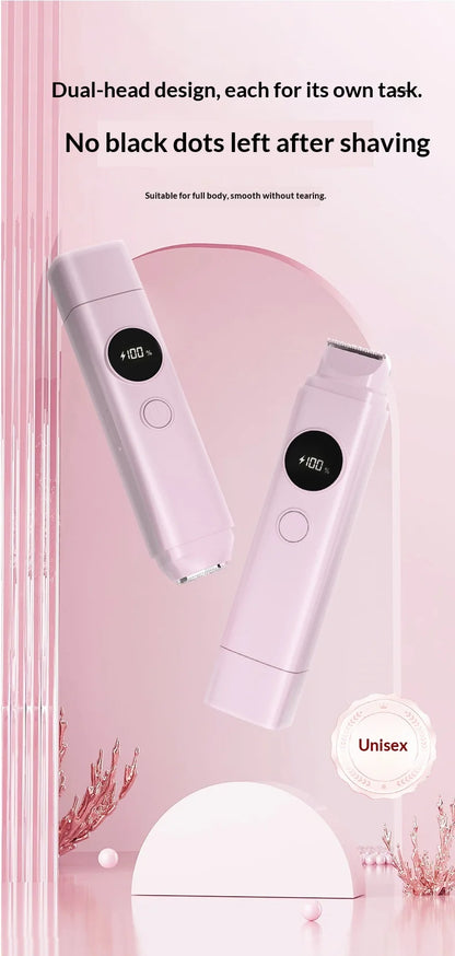 2-in-1 Electric Hair Removal Shaver - Waterproof Painless Trimmer for Face & Body