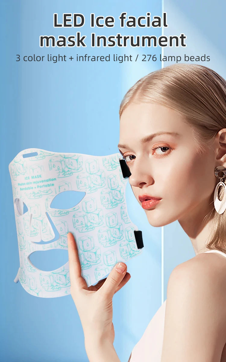 LED Red Light Therapy Face Mask with Cooling Gel Pack for Skin Rejuvenation