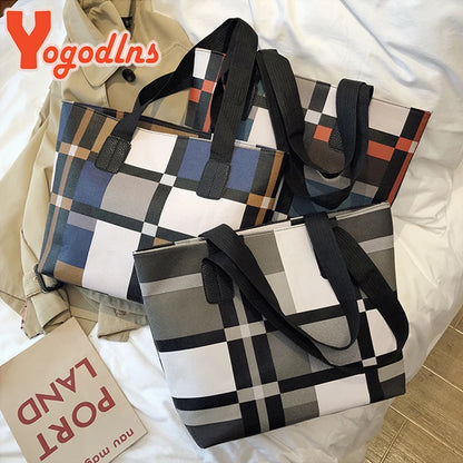 Luxury Fashion Plaid Tote