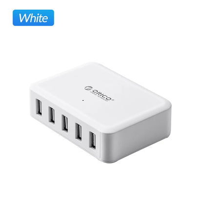 Multi-Port Desktop USB Charging Station - 5-Port Fast Home Office Hub