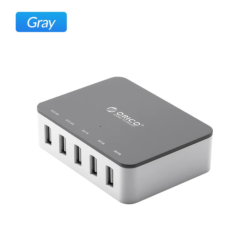 Multi-Port Desktop USB Charging Station - 5-Port Fast Home Office Hub