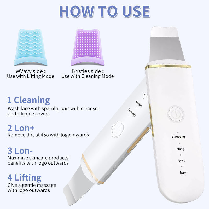 Ultrasonic Face Skin Scrubber - Deep Pore Cleansing & Blackhead Remover Spatula