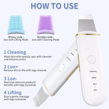 Ultrasonic Face Skin Scrubber - Deep Pore Cleansing & Blackhead Remover Spatula