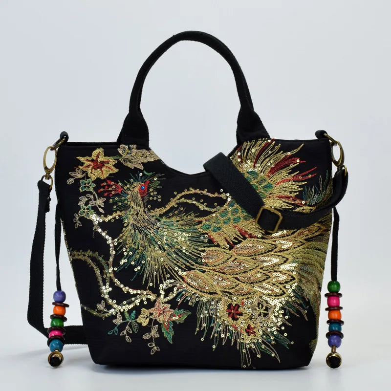 Luxury Boho Peacock Tote