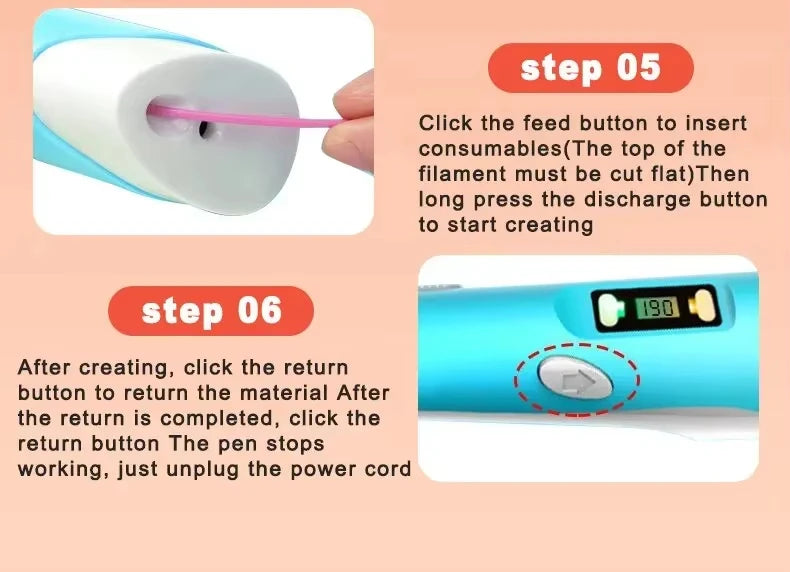 3D Printing Pen for Kids - Creative DIY Drawing Tool with LED Display & Temperature Control - 14