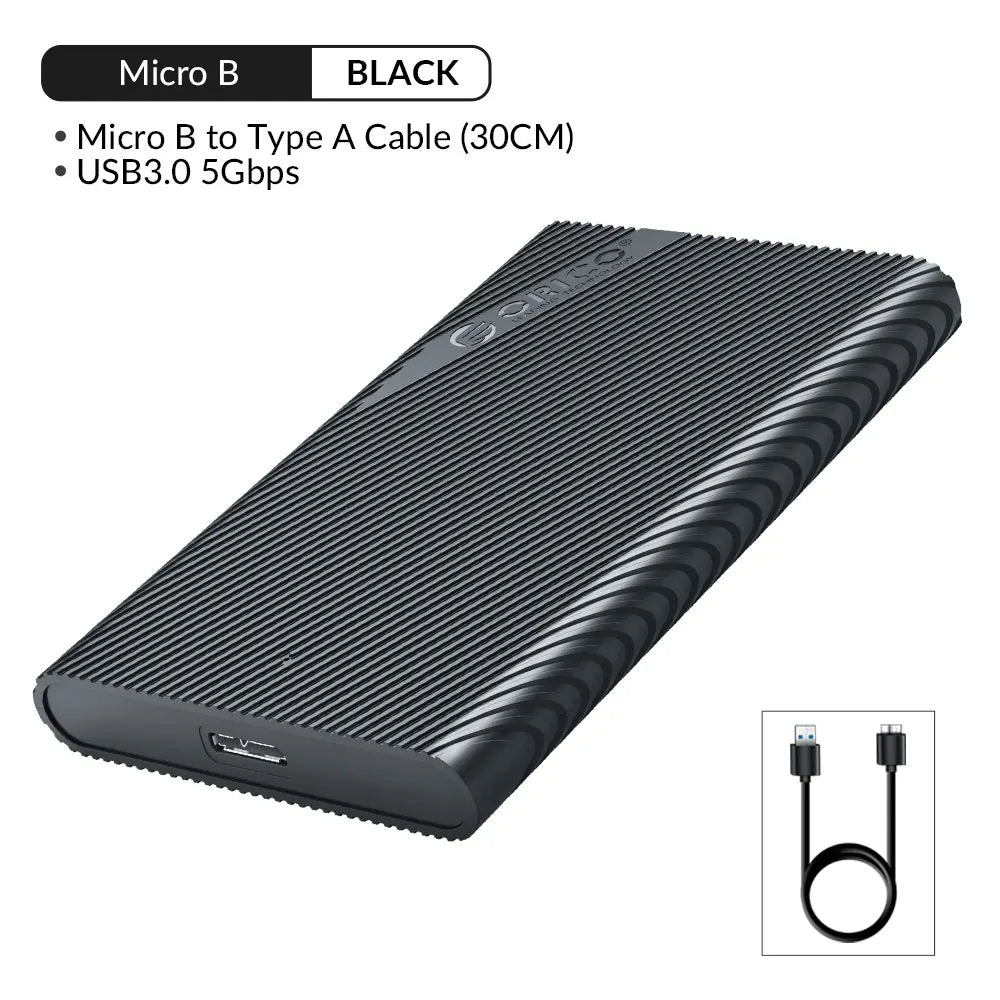 Orico 2.5" USB 3.0 SATA Hard Drive Enclosure - Tool-Free External SSD Case