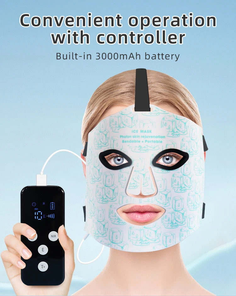 LED Red Light Therapy Face Mask with Cooling Gel Pack for Skin Rejuvenation - 10