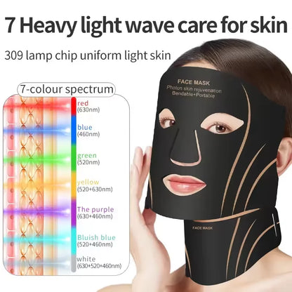 7-Color LED Face & Neck Mask – Wireless Silicone Phototherapy Rejuvenation Device