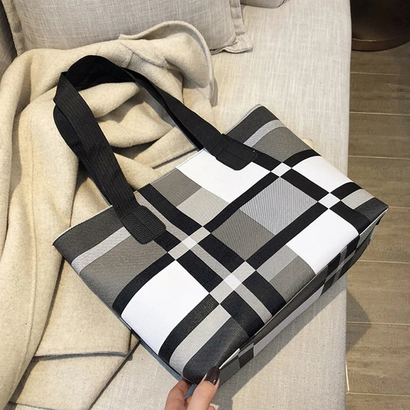 Luxury Fashion Plaid Tote