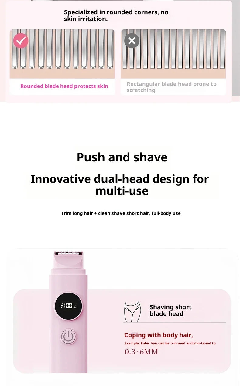 2-in-1 Electric Hair Removal Shaver - Waterproof Painless Trimmer for Face & Body - 13