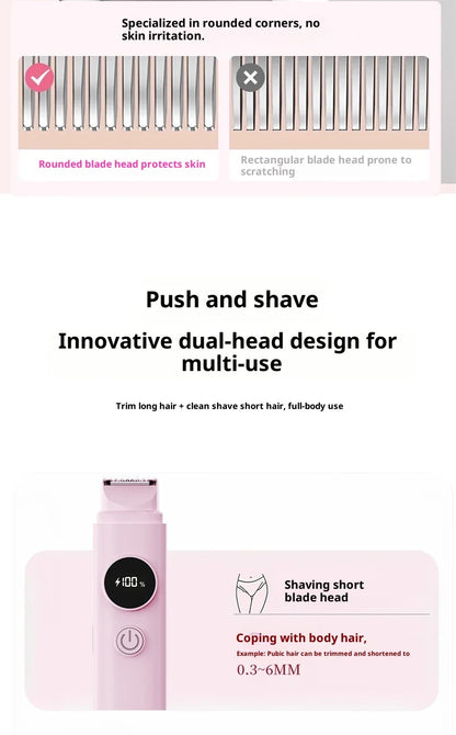 2-in-1 Electric Hair Removal Shaver - Waterproof Painless Trimmer for Face & Body