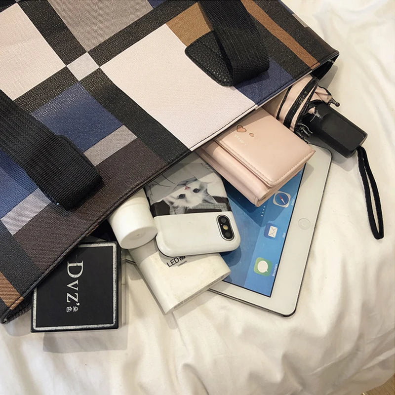 Luxury Fashion Plaid Tote