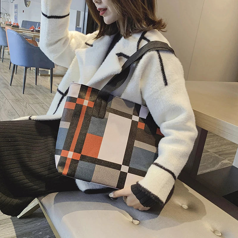 Luxury Fashion Plaid Tote