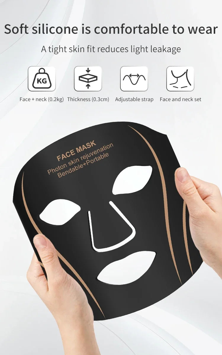 7-Color LED Face & Neck Mask – Wireless Silicone Phototherapy Rejuvenation Device