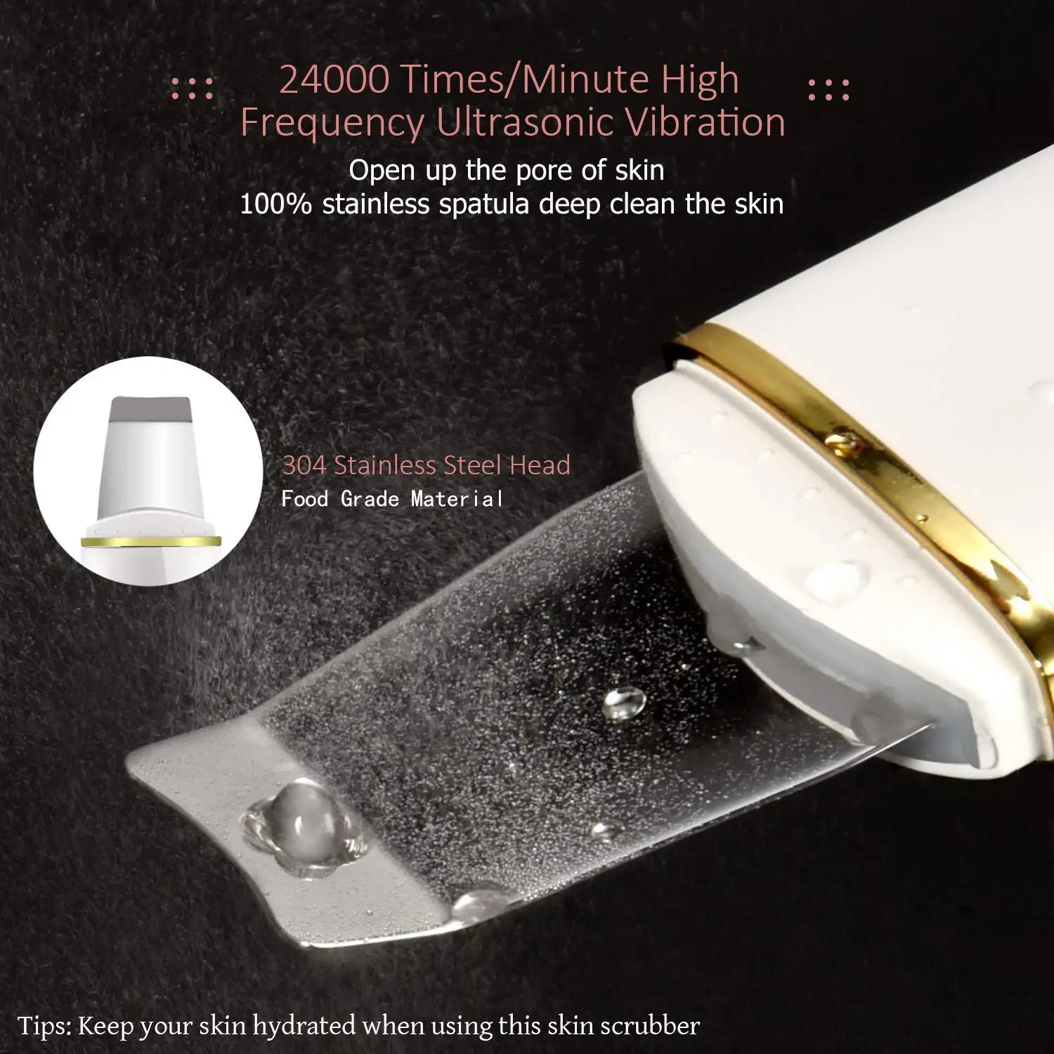 Ultrasonic Face Skin Scrubber - Deep Pore Cleansing & Blackhead Remover Spatula - 11