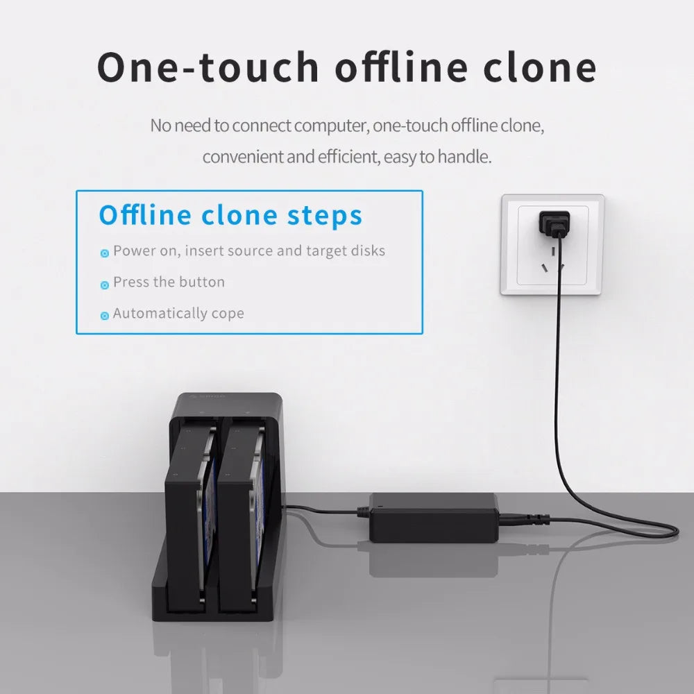 ORICO Dual Bay HDD Docking Station - USB 3.0 Offline Clone for SATA SSD - 2