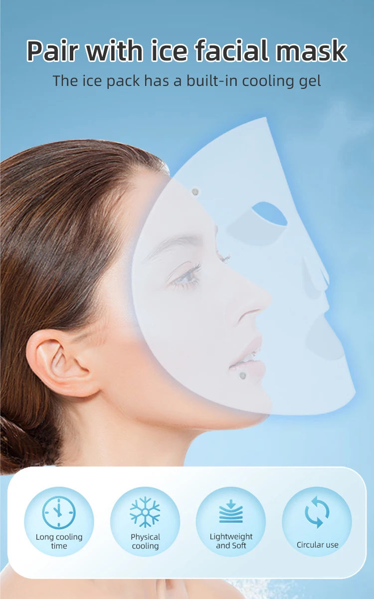 LED Red Light Therapy Face Mask with Cooling Gel Pack for Skin Rejuvenation - 8