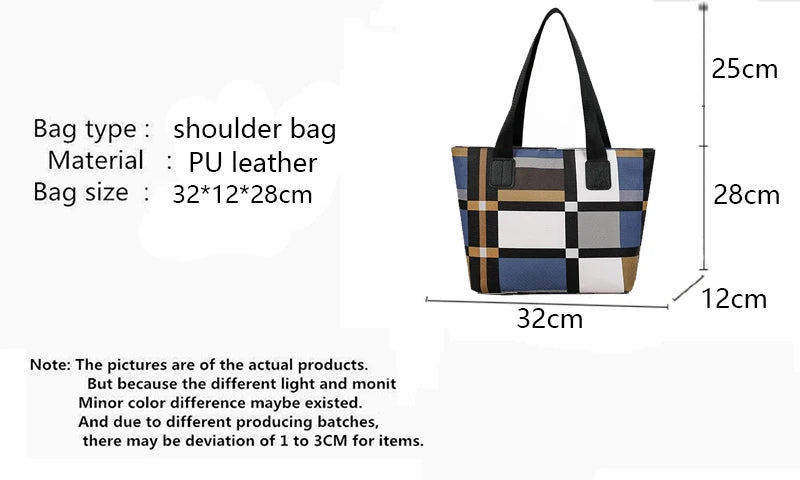 Luxury Fashion Plaid Tote
