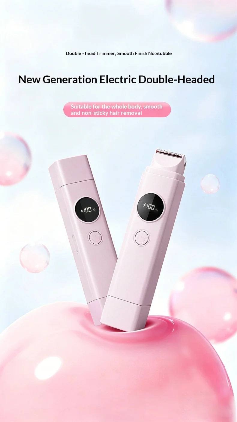 2-in-1 Electric Hair Removal Shaver - Waterproof Painless Trimmer for Face & Body