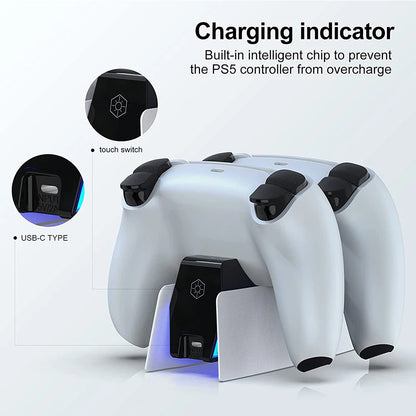 Dual Fast Charging Station for PS5 Wireless DualSense Controllers