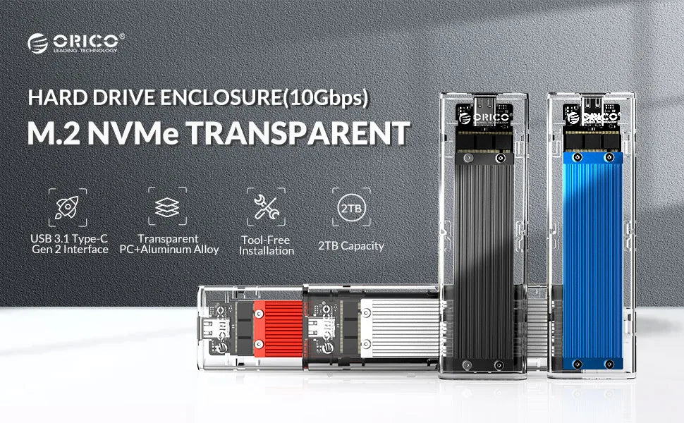ORICO M.2 NVMe SSD Enclosure USB 3.1 Type-C External Hard Drive Case - 17