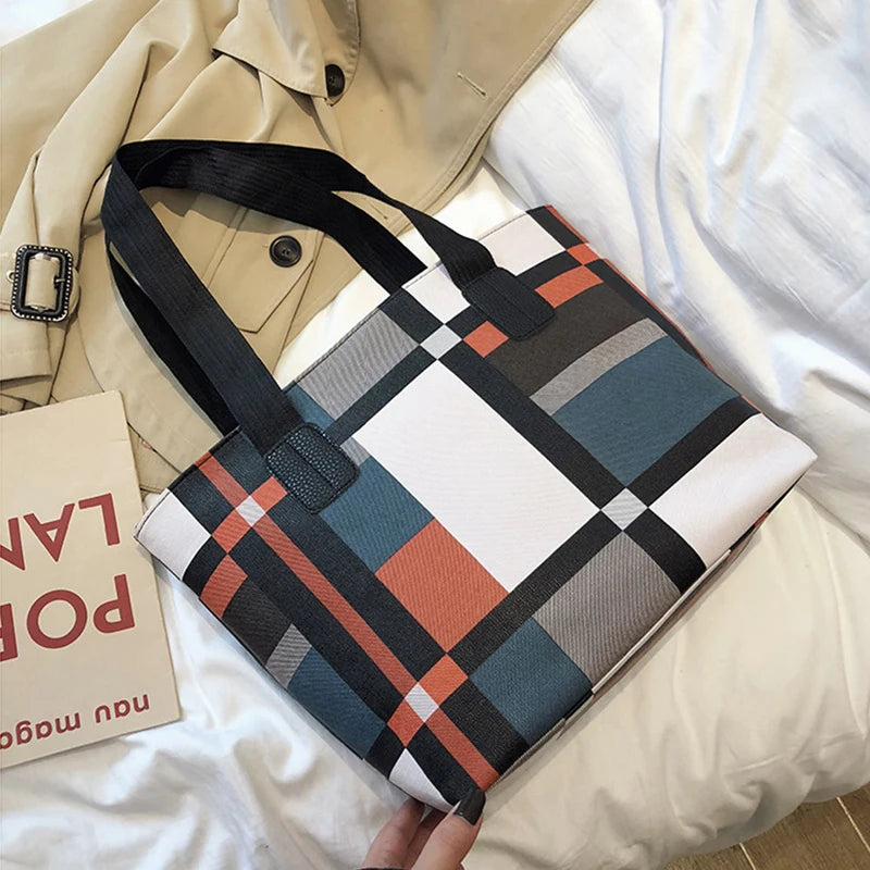 Luxury Fashion Plaid Tote