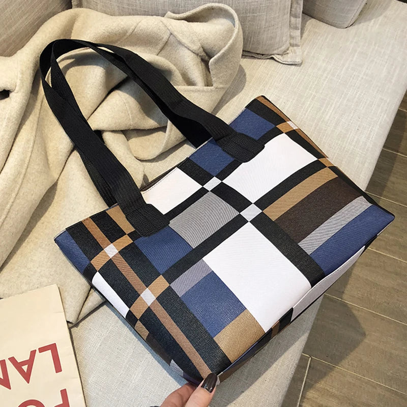 Luxury Fashion Plaid Tote