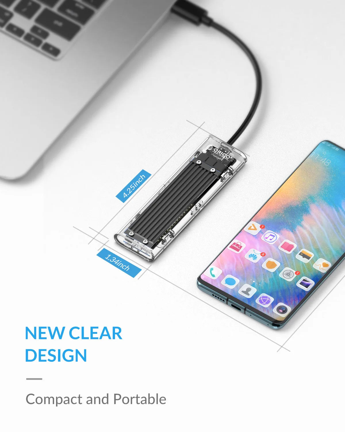 ORICO M.2 NVMe SSD Enclosure USB 3.1 Type-C External Hard Drive Case - 18