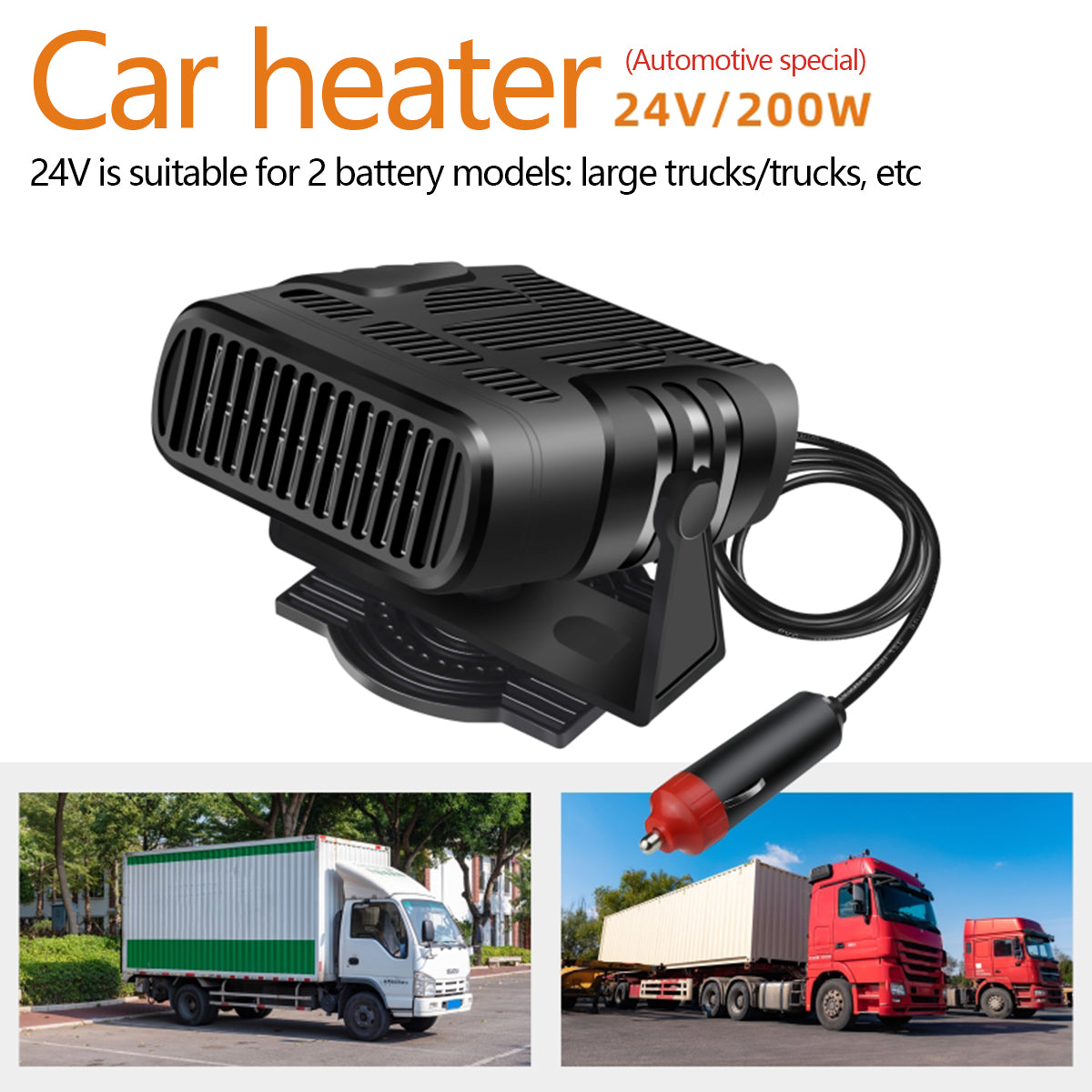2-in-1 Car Heater and Cooling Fan - 12V/24V Windshield Defroster & Demister