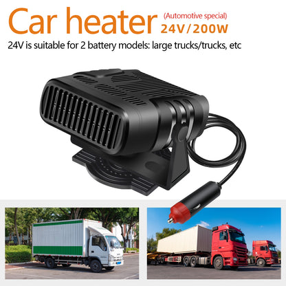 2-in-1 Car Heater and Cooling Fan - 12V/24V Windshield Defroster & Demister