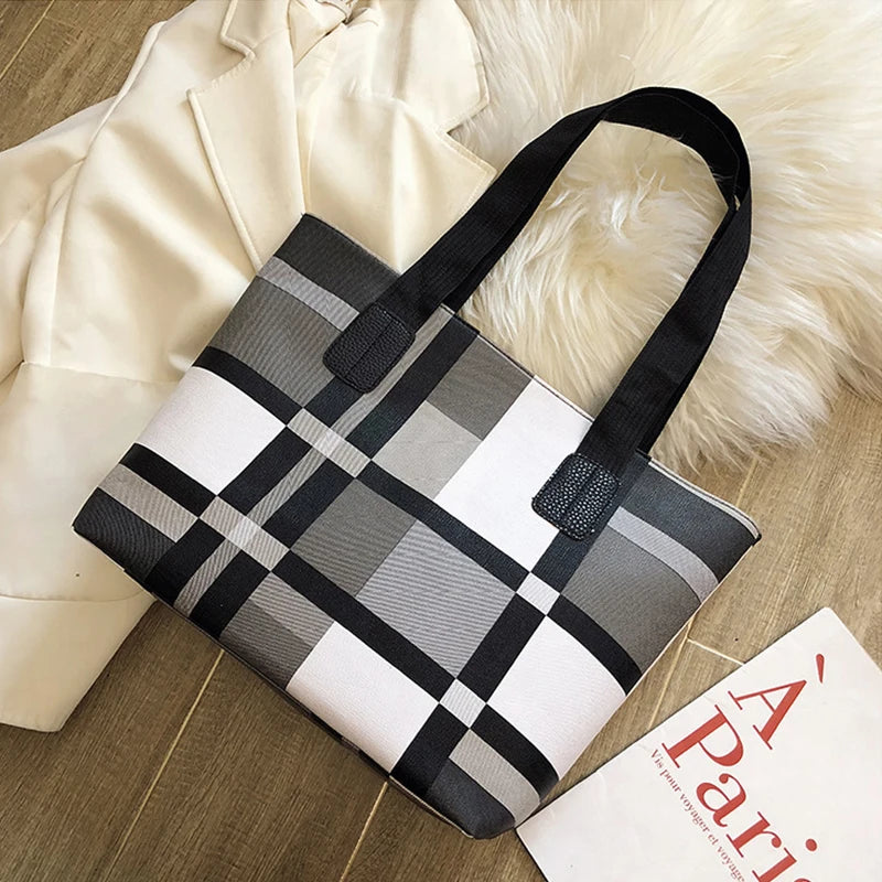 Luxury Fashion Plaid Tote