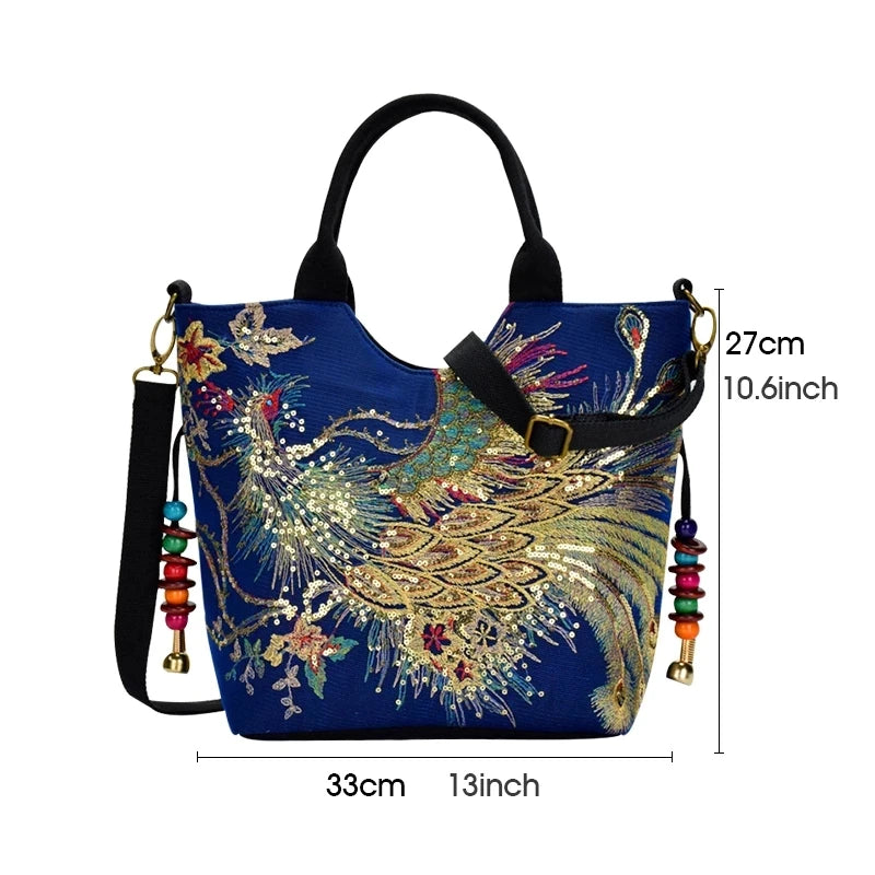 Luxury Boho Peacock Tote